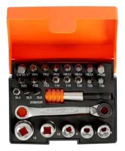 Bahco Bitshylssats med spärrskaft 1/4" 26 delar