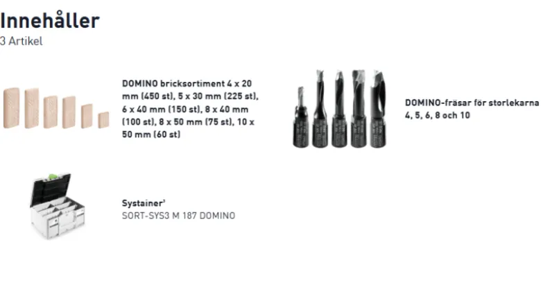 Festool DOMINO-brickor bok, sortiment DS 4/5/6/8/10 1060 BU