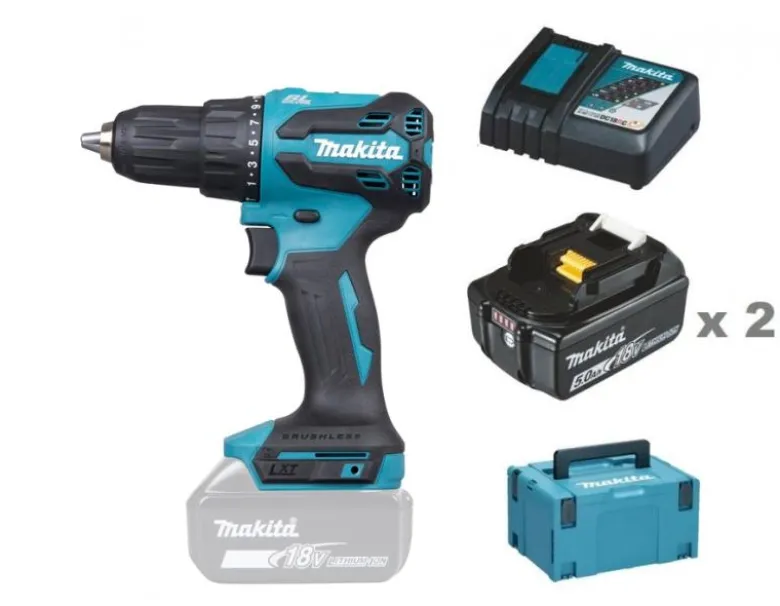 Makita DHP490RTJ Slagborrmaskin 18V , komplett