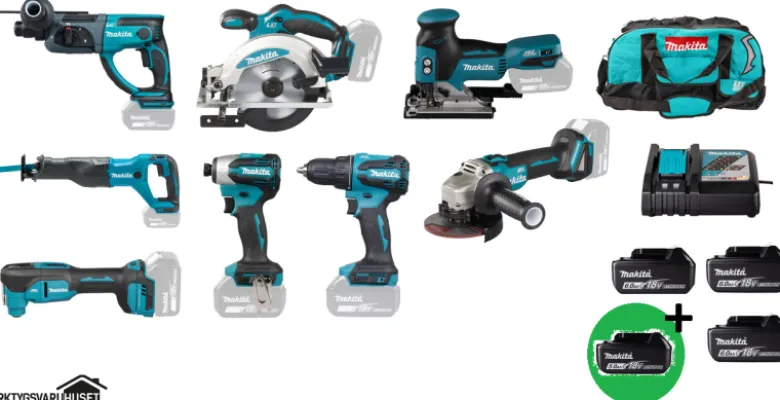 Makita DLX6141G PlusPlus Combokit 8 st maskiner & väska +1st extra 5,0Ah-batteri-på-köpet! Värde 995:-