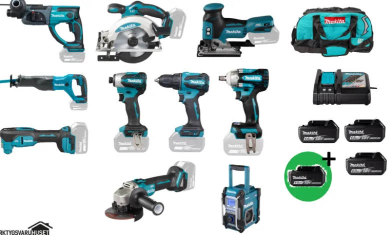 Makita DLX6141G SuperPlus Combokit 9 st maskiner +Radio & väska +1st extra 5,0Ah-batteri-på-köpet! Värde 995:-