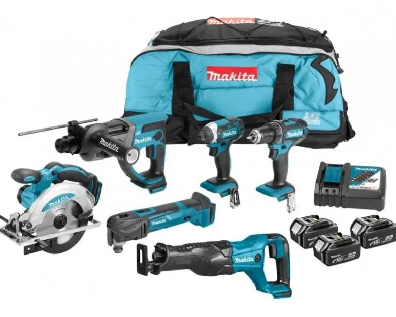 Makita DLX6038T Combokit (6 st maskiner i väska +1st extra 5,0Ab-batteri-på-köpet! Värde 995:-