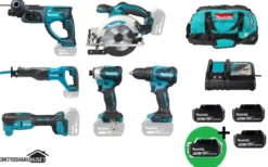 Makita DLX6141T Combokit 6 st maskiner i väska +1st extra 5,0Ah-batteri-på-köpet! Värde 995:-