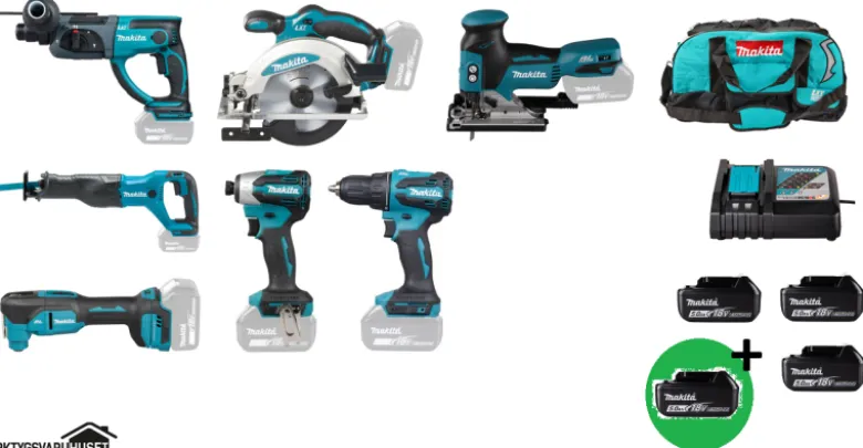 Makita DLX6141T PLUS Combokit 7 st maskiner & väska +1st extra 5,0Ah-batteri-på-köpet! Värde 995:-
