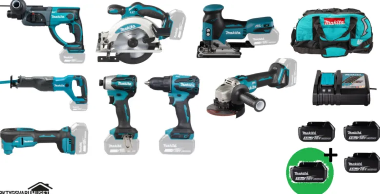 Makita DLX6141T PlusPlus Combokit 8 st maskiner & väska +1st extra 5,0Ah-batteri-på-köpet! Värde 995:-