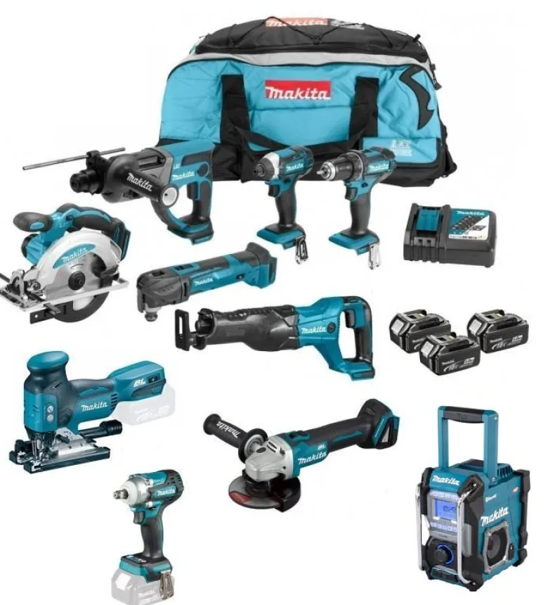 Makita DLX6038T Superplus Combokit (9st maskiner+radio i väska) +1st extra 5,0Ab-batteri-på-köpet! Värde 995:-