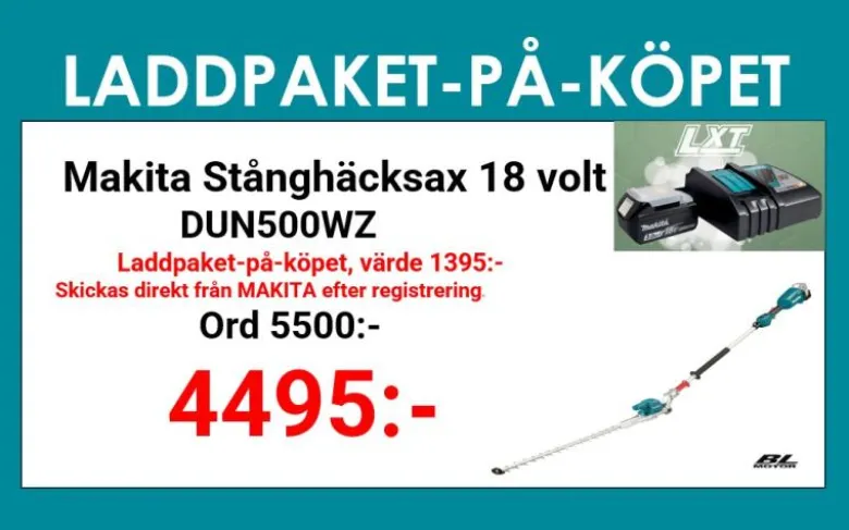 Makita DUN500WZ Stånghäcksax 18V, 500mm