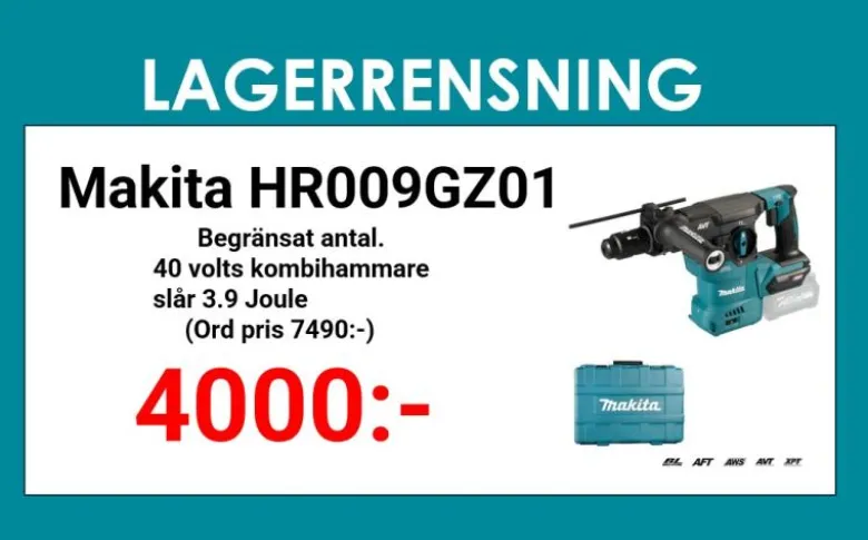 Makita HR009GZ01 Kombihammare 40V, slagkraft 3,9 J