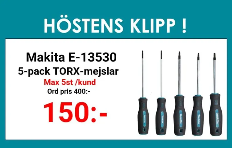 Makita Skruvmejselsats TORX 5-delar
