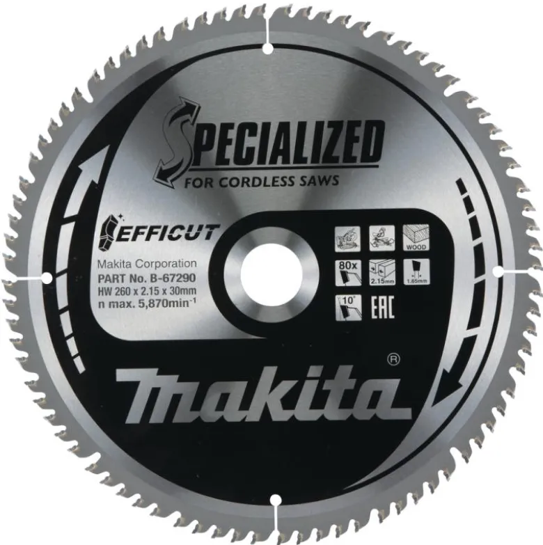 Sågklinga Trä 260x30x2,15 80T Efficut