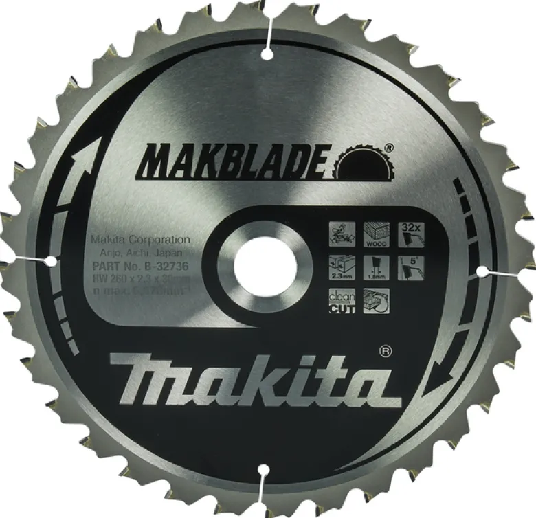 Sågklinga Trä 260x30x2,3 32T Makblade