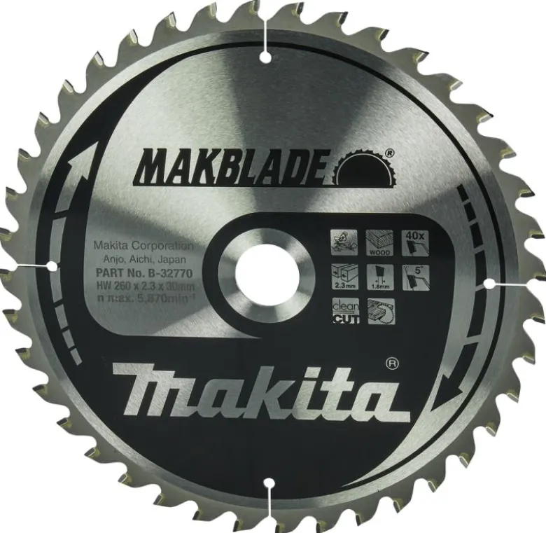 Sågklinga Trä 260x30x2,3 40T Makblade