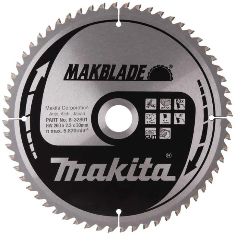 Sågklinga Trä 260x30x2,3 60T Makblade