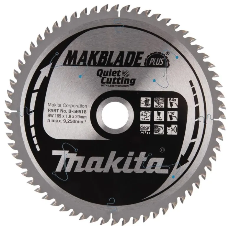 Sågklinga Trä 165x20x1,9 64T Makblade Plus