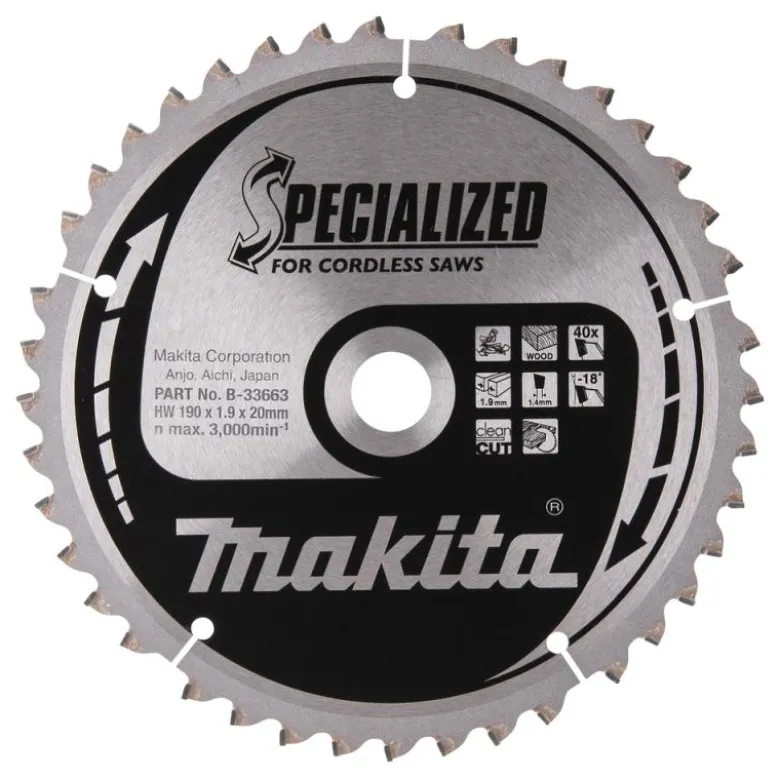 Sågklinga Trä 190x20x1,9 40T Specialized